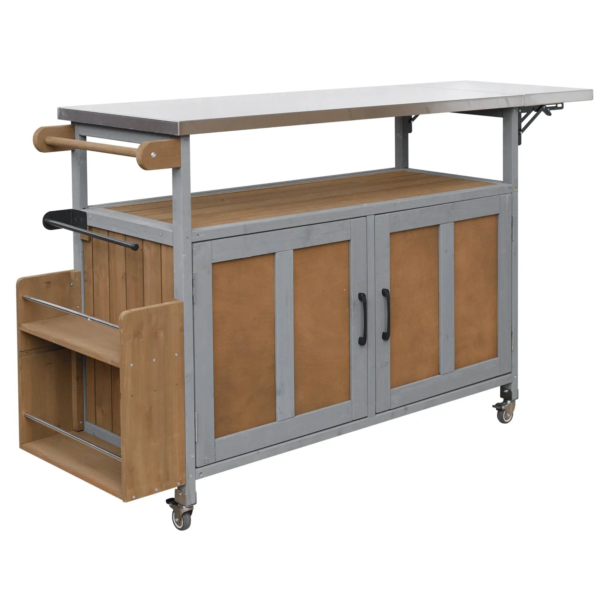 Foldable Outdoor Kitchen Island Patio Mobile Kitchen Cart by HouseOfZazla