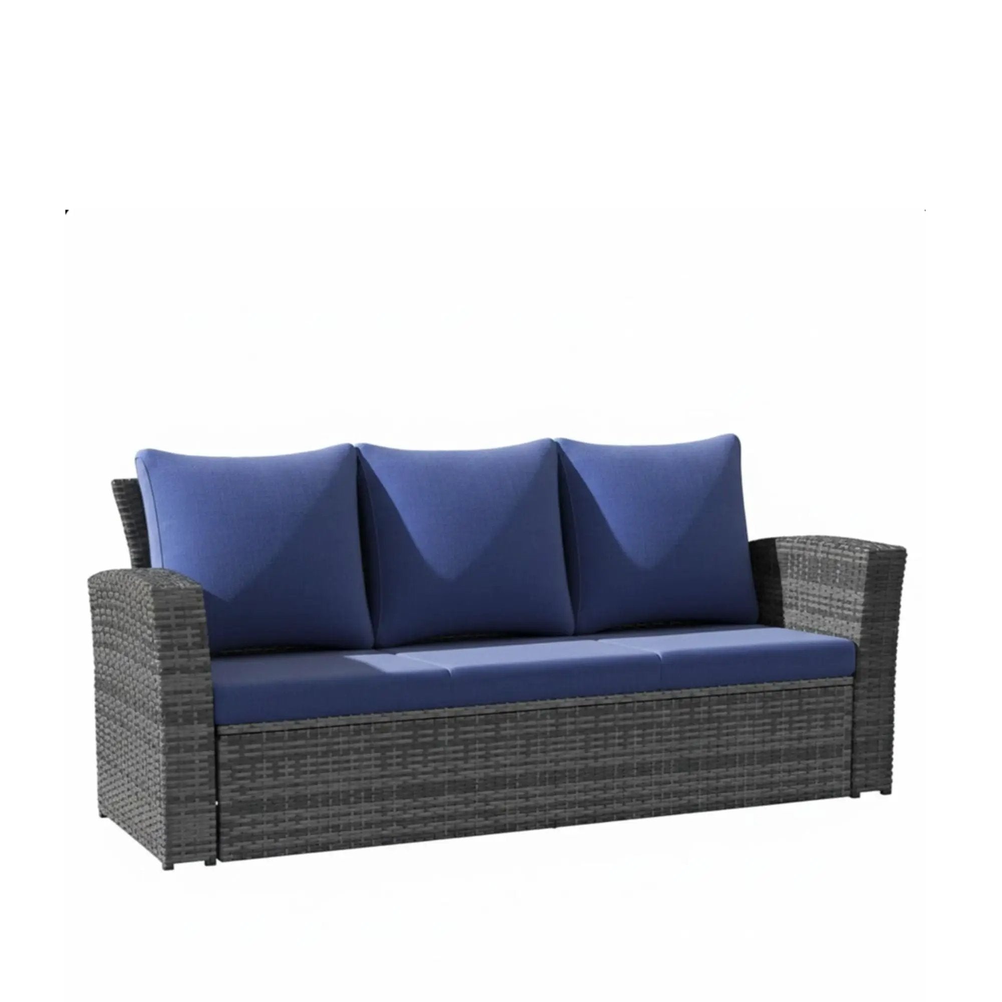 All-Weather Wicker 3 Seat Patio Sofa With Thick Cushions by HouseOfZazla