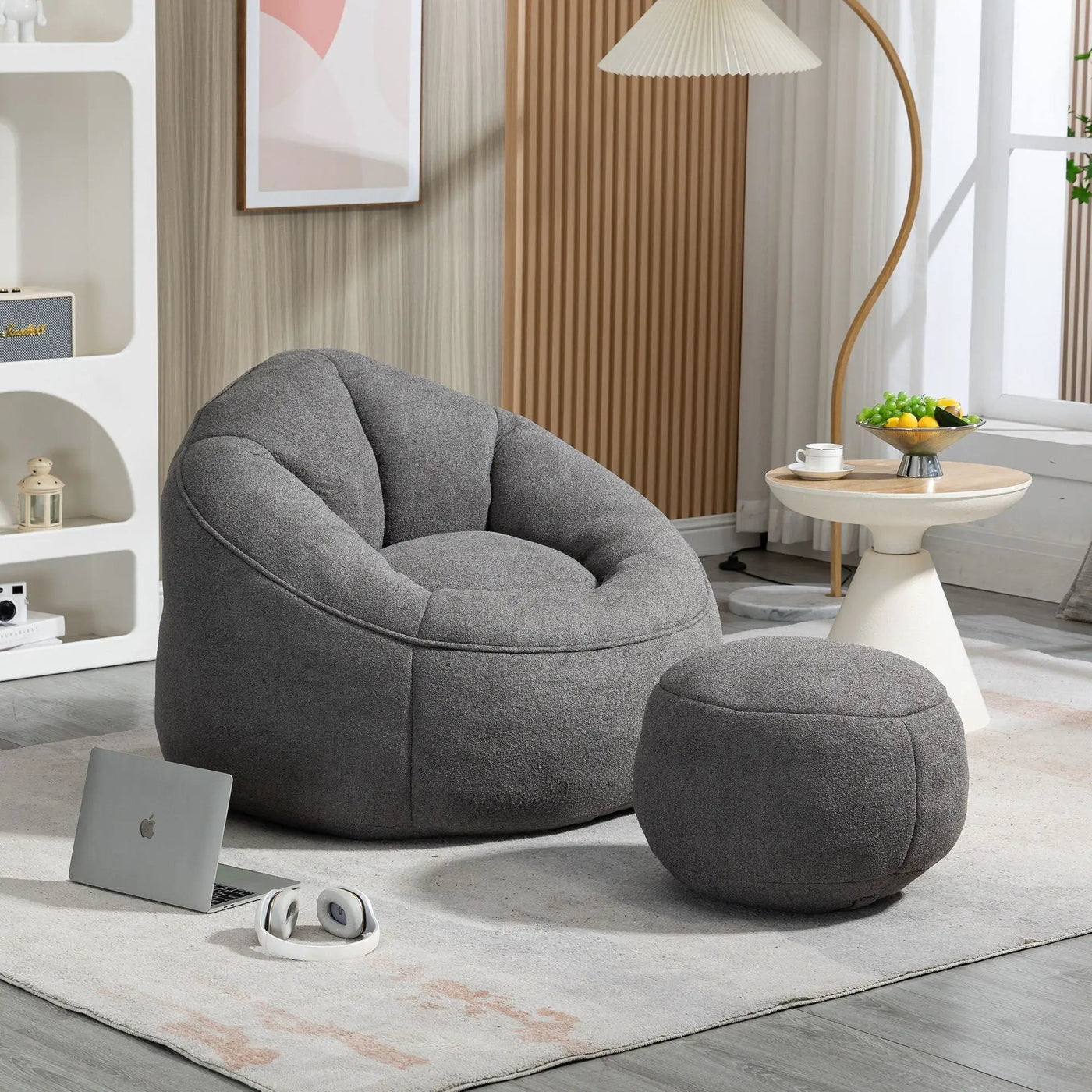 Bedding Bean Bag Sofa Chair High Pressure Foam With Footrest by HouseOfZazla