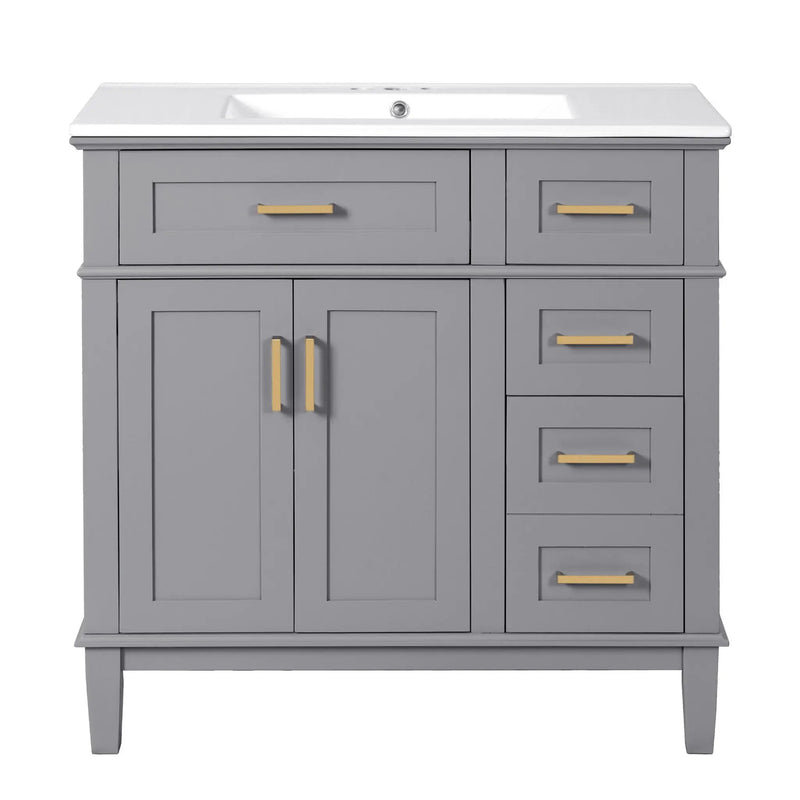 Modern Bathroom Vanity With Ceramic Sink, Soft Close Storage Cabinet by Unique Piece Furniture