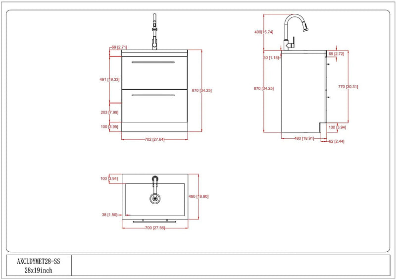 Metro - Laundry Cabinet & Faucet And Stainless Steel Sink by Unique Piece Furniture