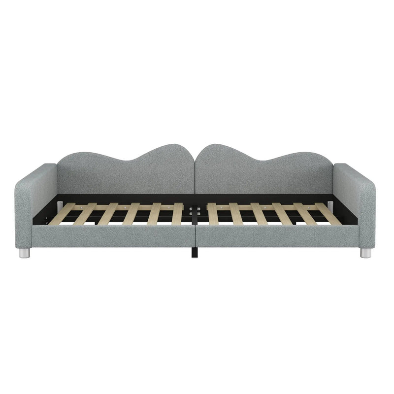Upholstered Daybed, Sherpa Fabric Sofabed With Cloud-Shaped Backrest