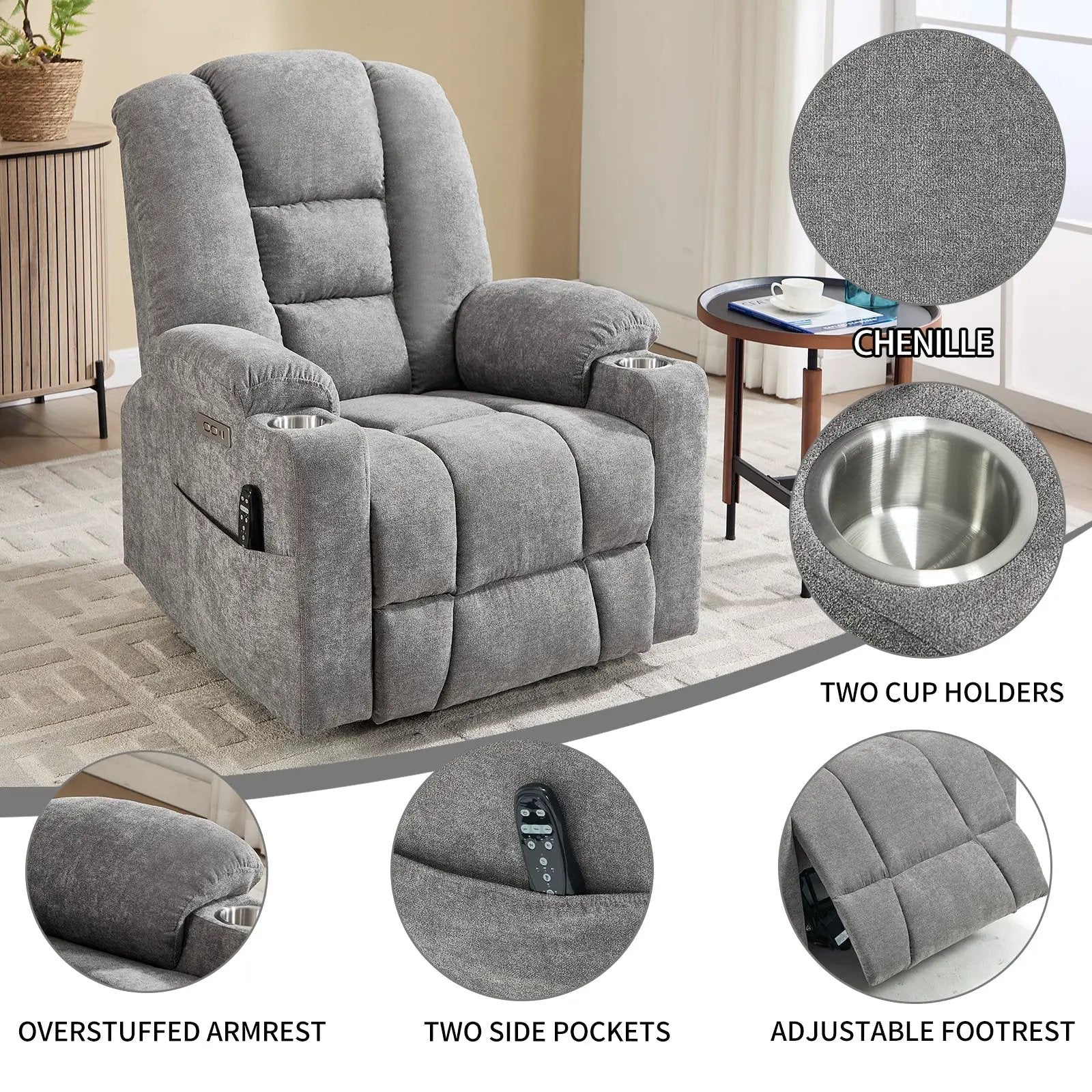 Power Lift Recliner Chair with Massage and Heat by HouseOfZazla