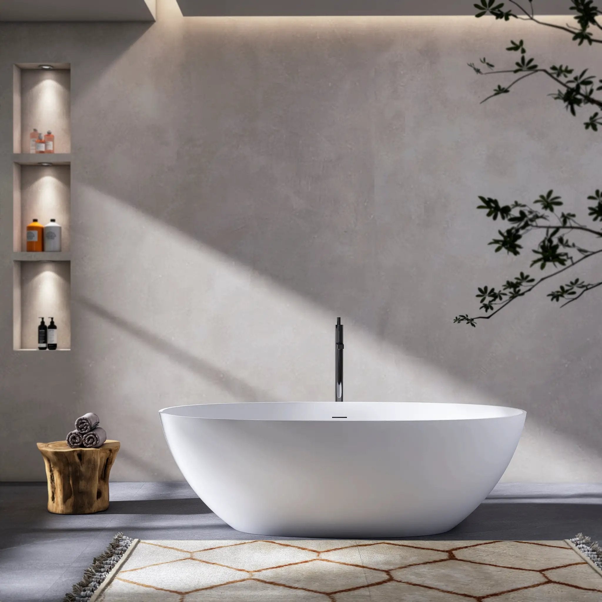 70.87 Inch Freestanding Solid Surface Soaking Bathtub by HouseOfZazla