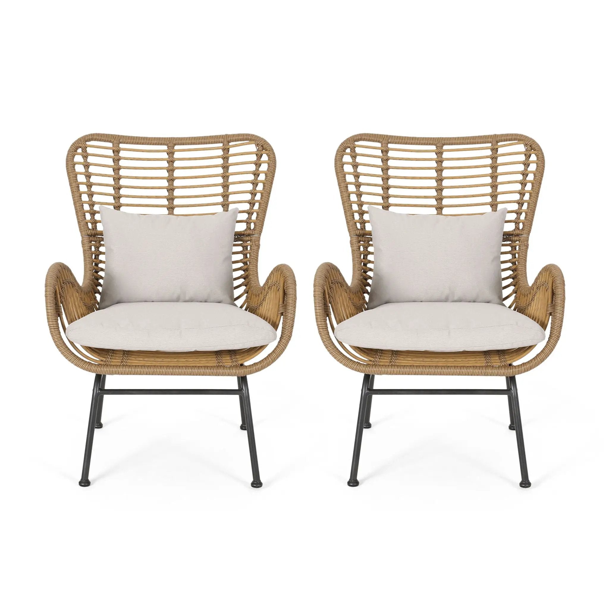 Modern Aesthetic Outdoor Rattan Accent Chair With Metal Legs by HouseOfZazla