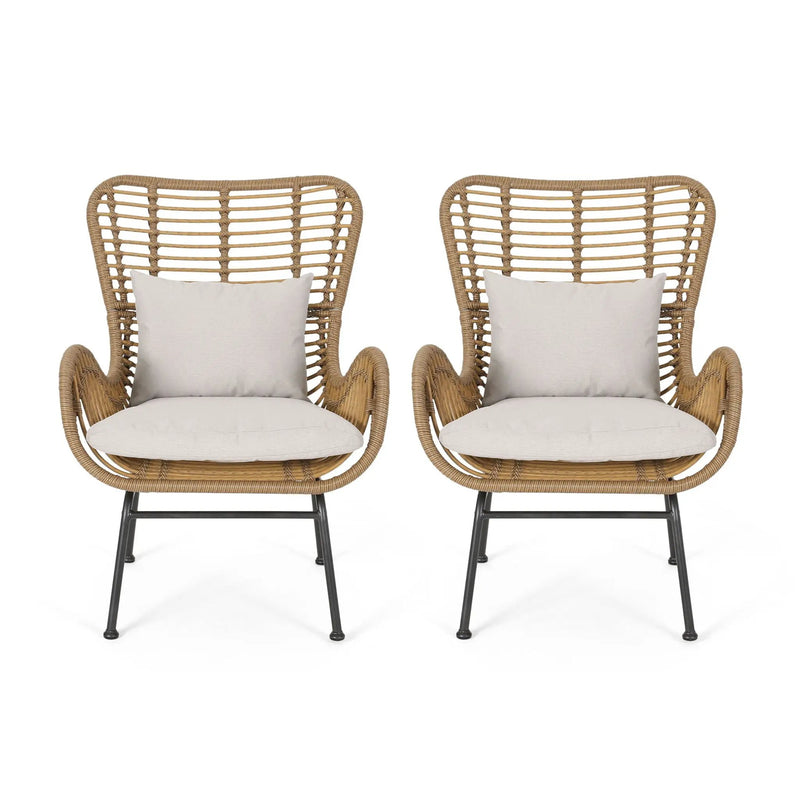 Modern Aesthetic Outdoor Rattan Accent Chair With Metal Legs by HouseOfZazla