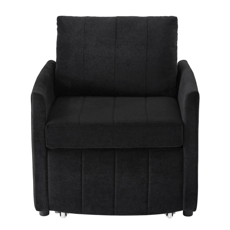 Upholstered Convertible Sleeper Sofa With 5 Position Backrest, Side Pockets, Storage