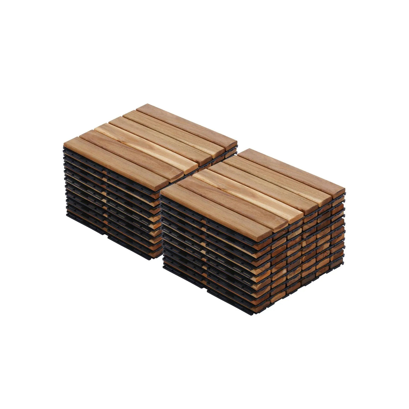 Interlocking Deck Tiles Striped Pattern Waterproof Brown by HouseOfZazla