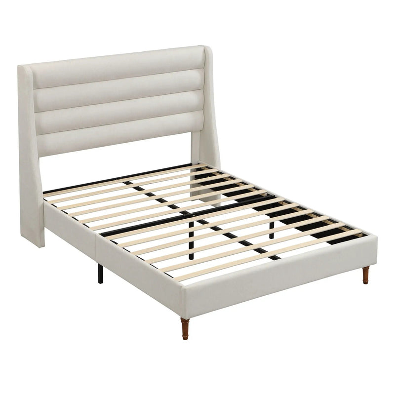 Modern Upholstered Platform Bed With Wave Shaped Headboard by HouseOfZazla