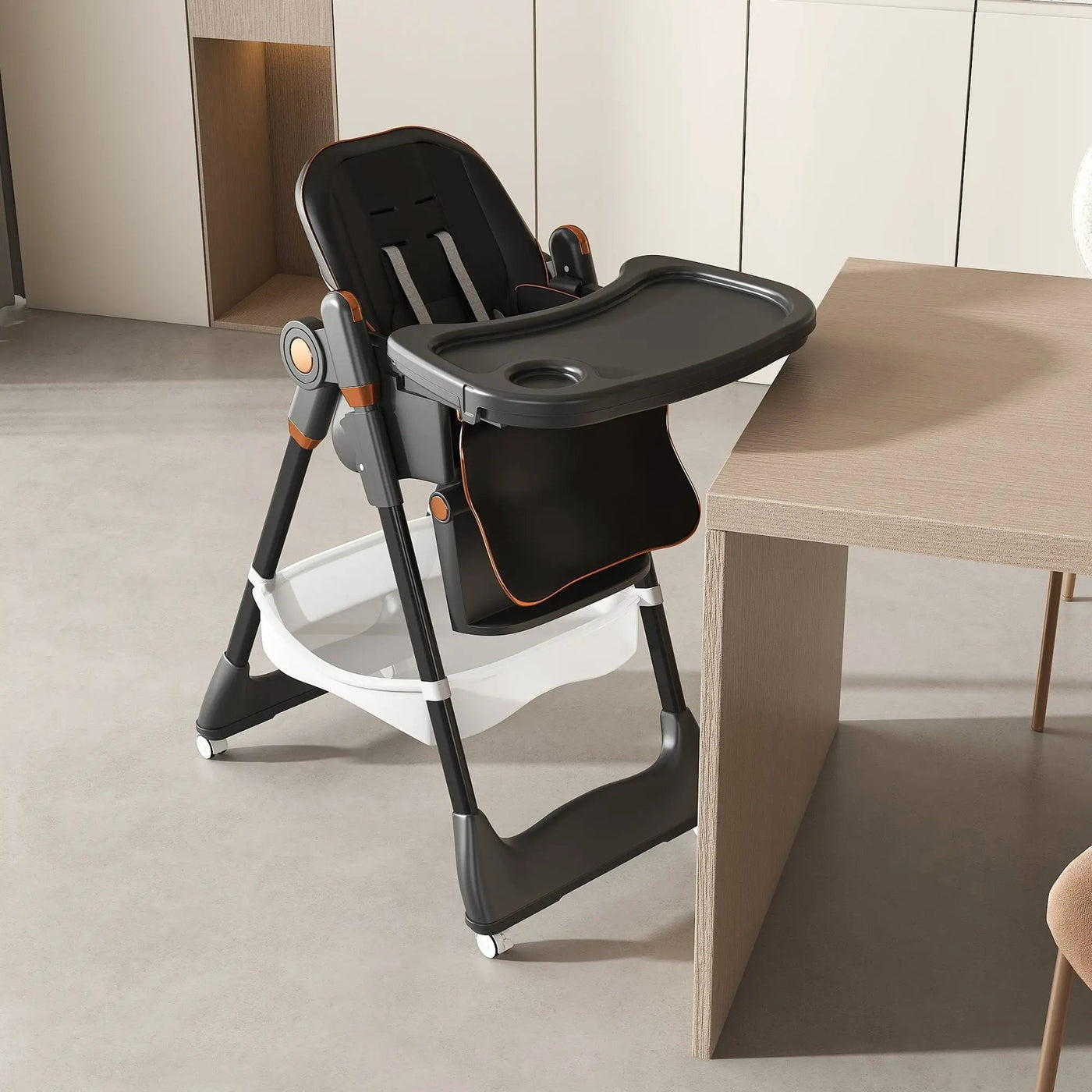 Adjustable Baby High Chair 0-6 Years, Portable Infant Feeding Seat With Safety Belt, Silent Lockable Wheels by HouseOfZazla