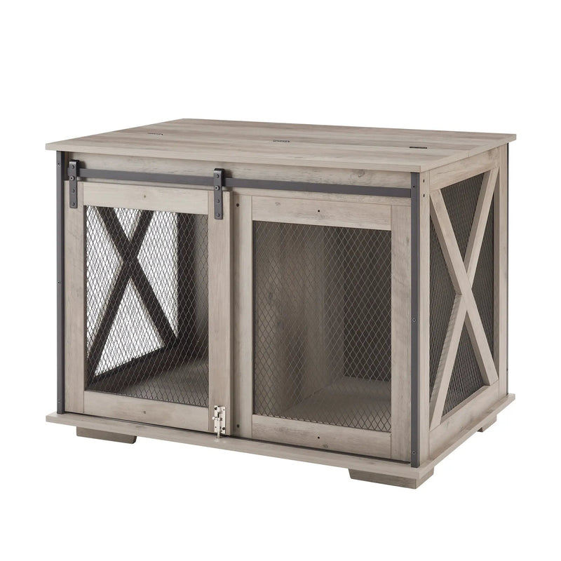 Farmhouse Dog Cage Crate Furniture with Sliding Barn Door by HouseOfZazla
