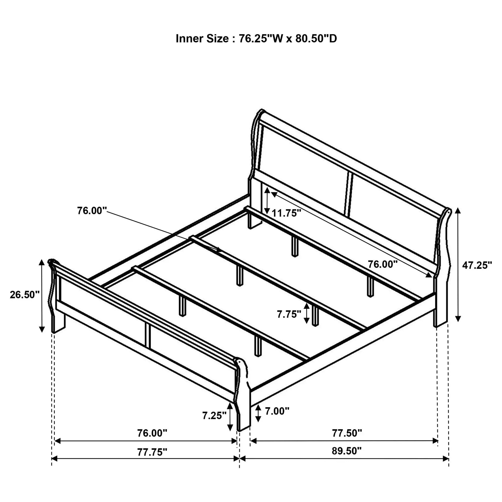 Louis Philippe 47-inch Eastern King Sleigh Panel Bed White by Unique Piece Furniture