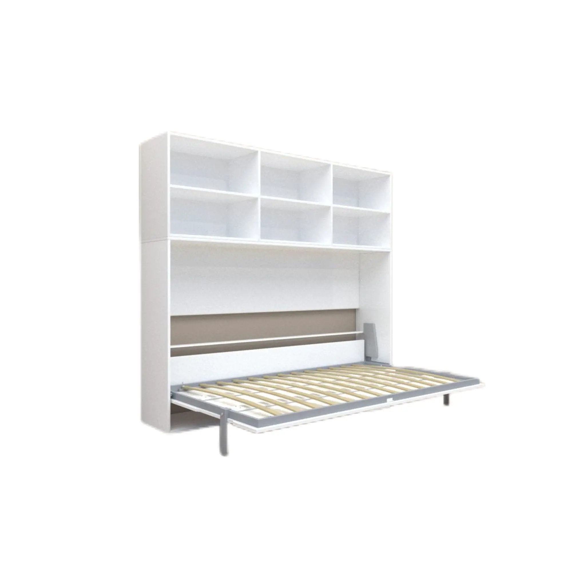 Mordern Design Twin Size Horizontal Murphy Bed With Shelf Storage For Bedroom Or Guestroom Wall Bed Space Saving Hidden Bed With New Style Gas Struts - White by Unique Piece Furniture