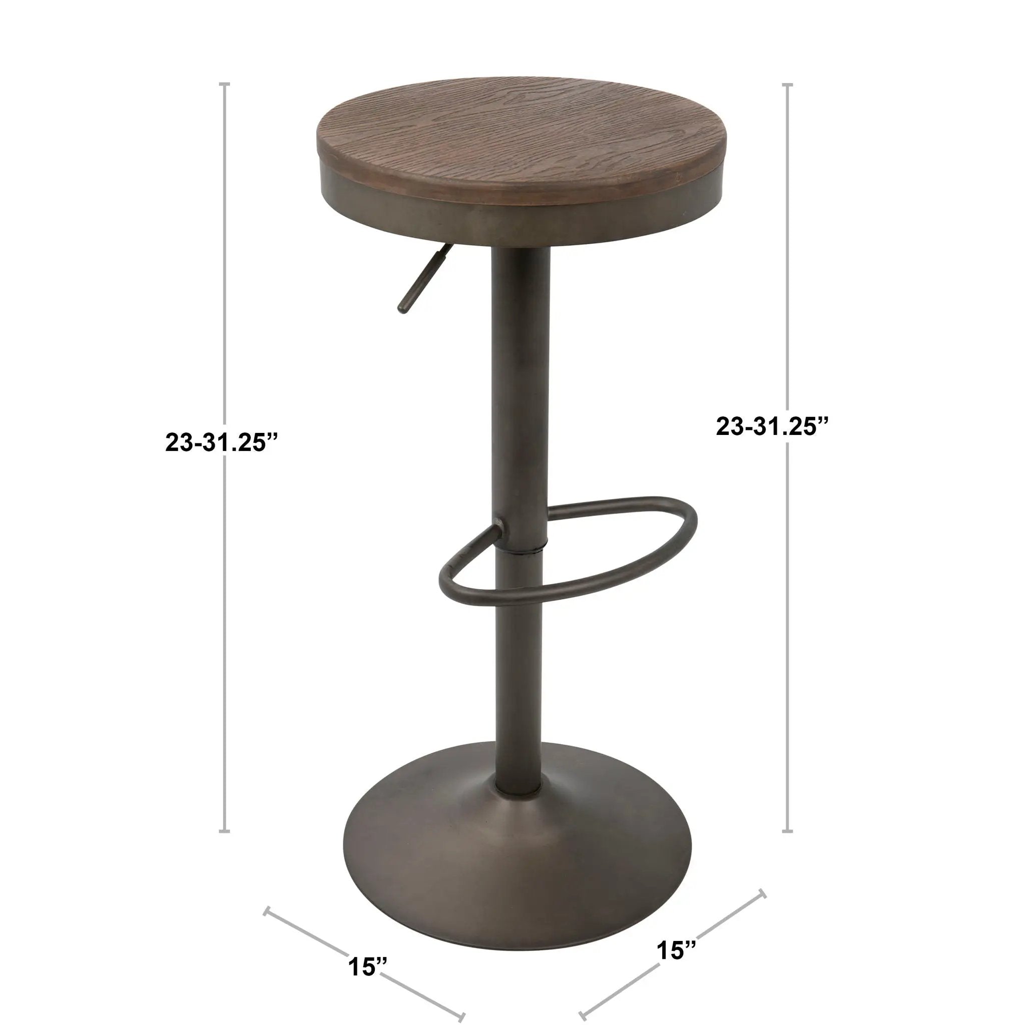 Dakota - Industrial Design Adjustable Barstool (Set of 2) by Unique Piece Furniture