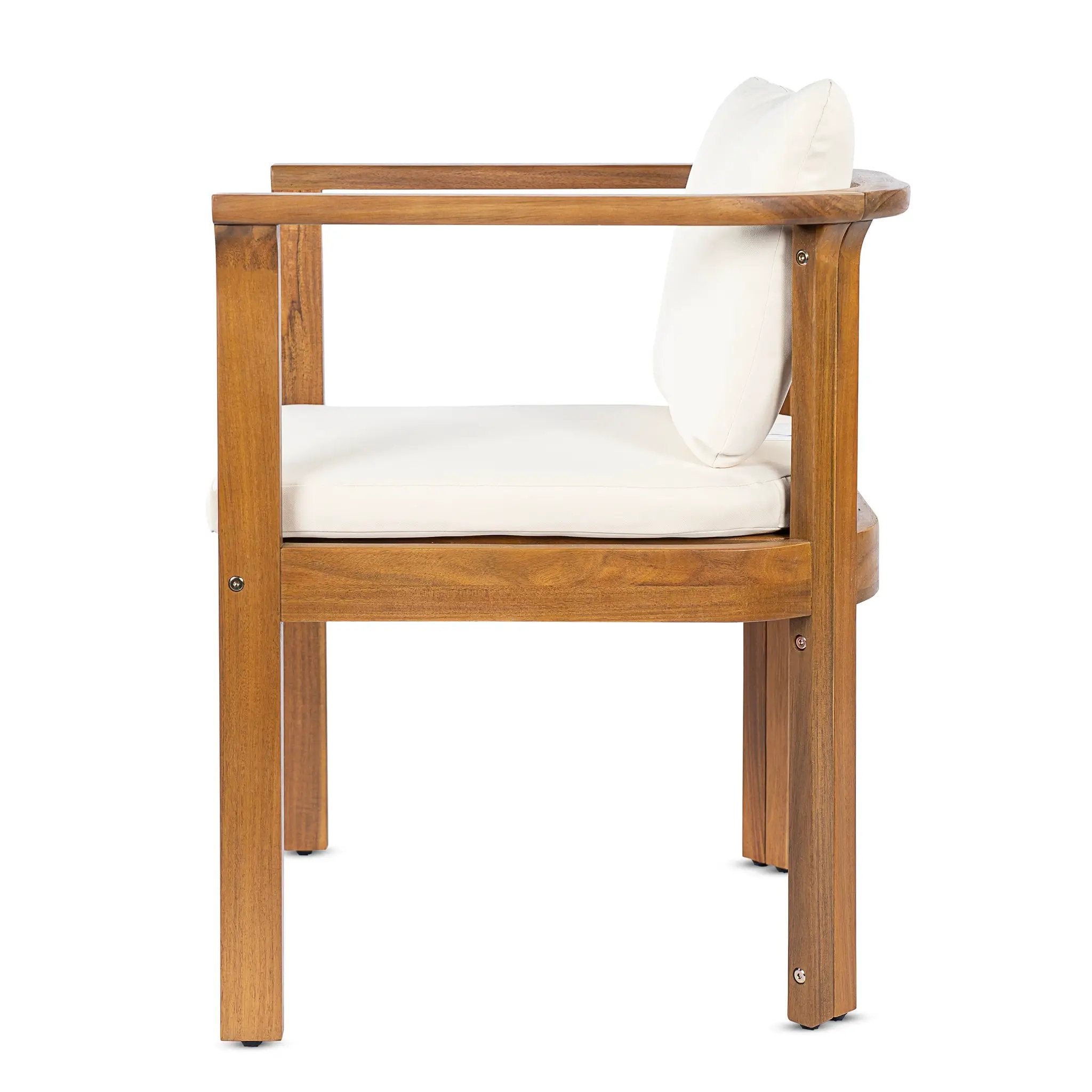 Outdoor Dining Chair Set of 4 with Curved Acacia Wood Arms by HouseOfZazla