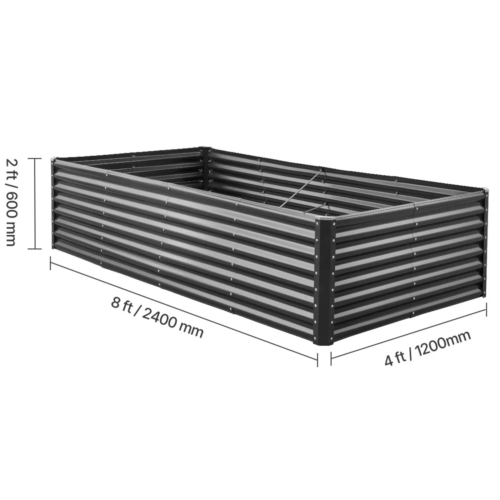 Metal Raised Garden Bed - 8 x 4 x 2 ft Outdoor Planter by HouseOfZazla