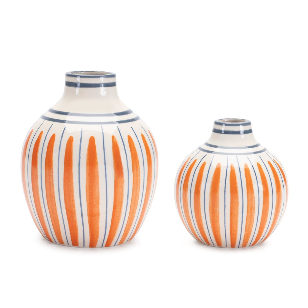 Multi-striped stone vase (set of 2)