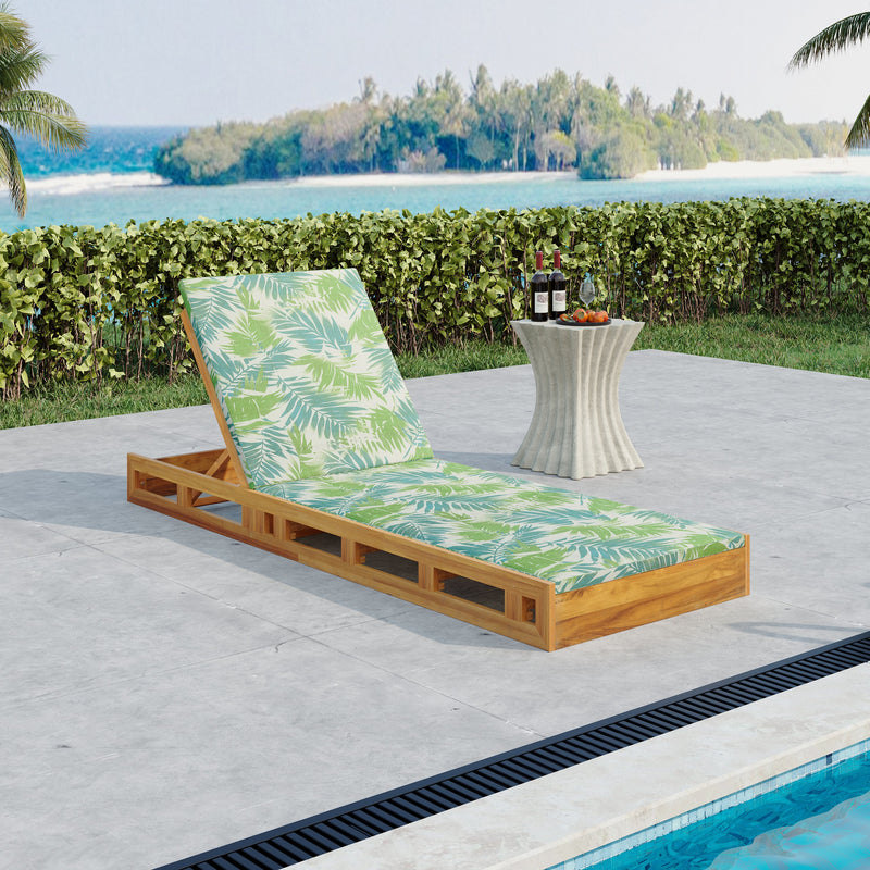 Lounge Chaise Set, Acacia Wood with Water-Resistant Lounge Cushions by HouseOfZazla