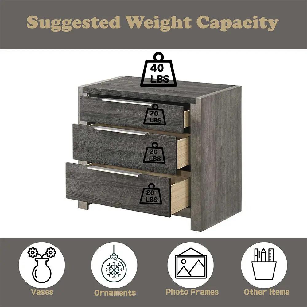 Jehoram - 3 Drawer Nightstand For Bedroom by Unique Piece Furniture