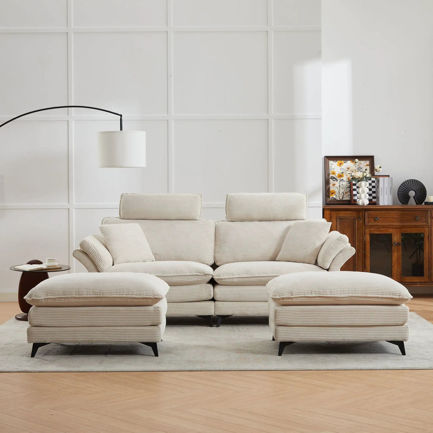 Modern Deep Seat Sectional Sofa With Ottoman by HouseOfZazla