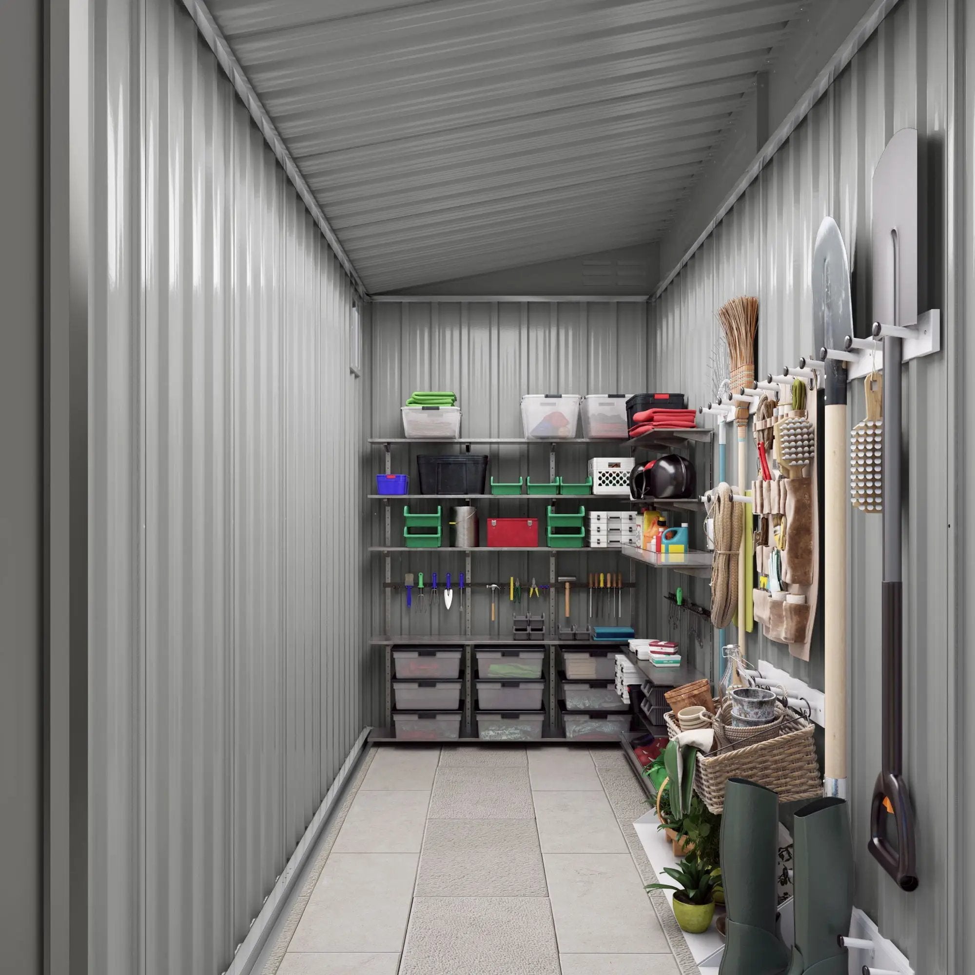 Lean To Shed With Windows, Tool House With Sloping Roof With 2 Vents And 1 Side Open Door For Backyard - Gray by HouseOfZazla