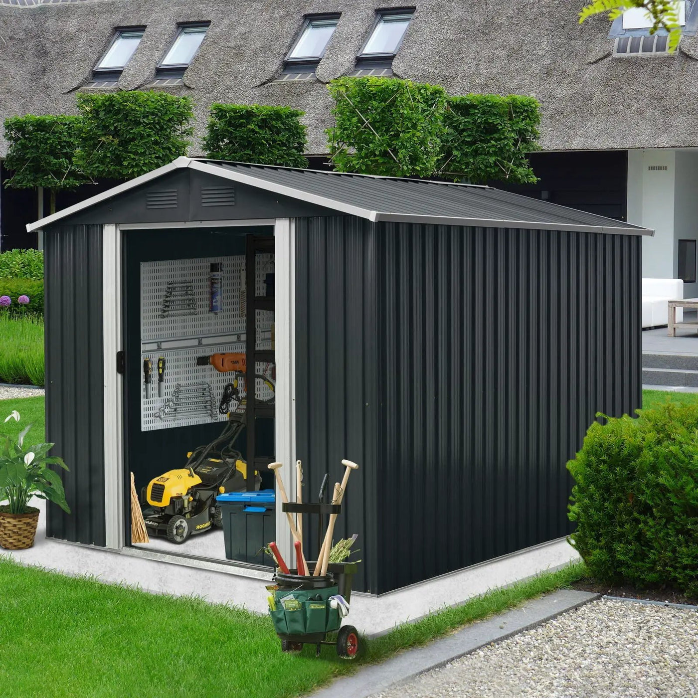 Outdoor Metal Storage Shed With Floor Base by HouseOfZazla