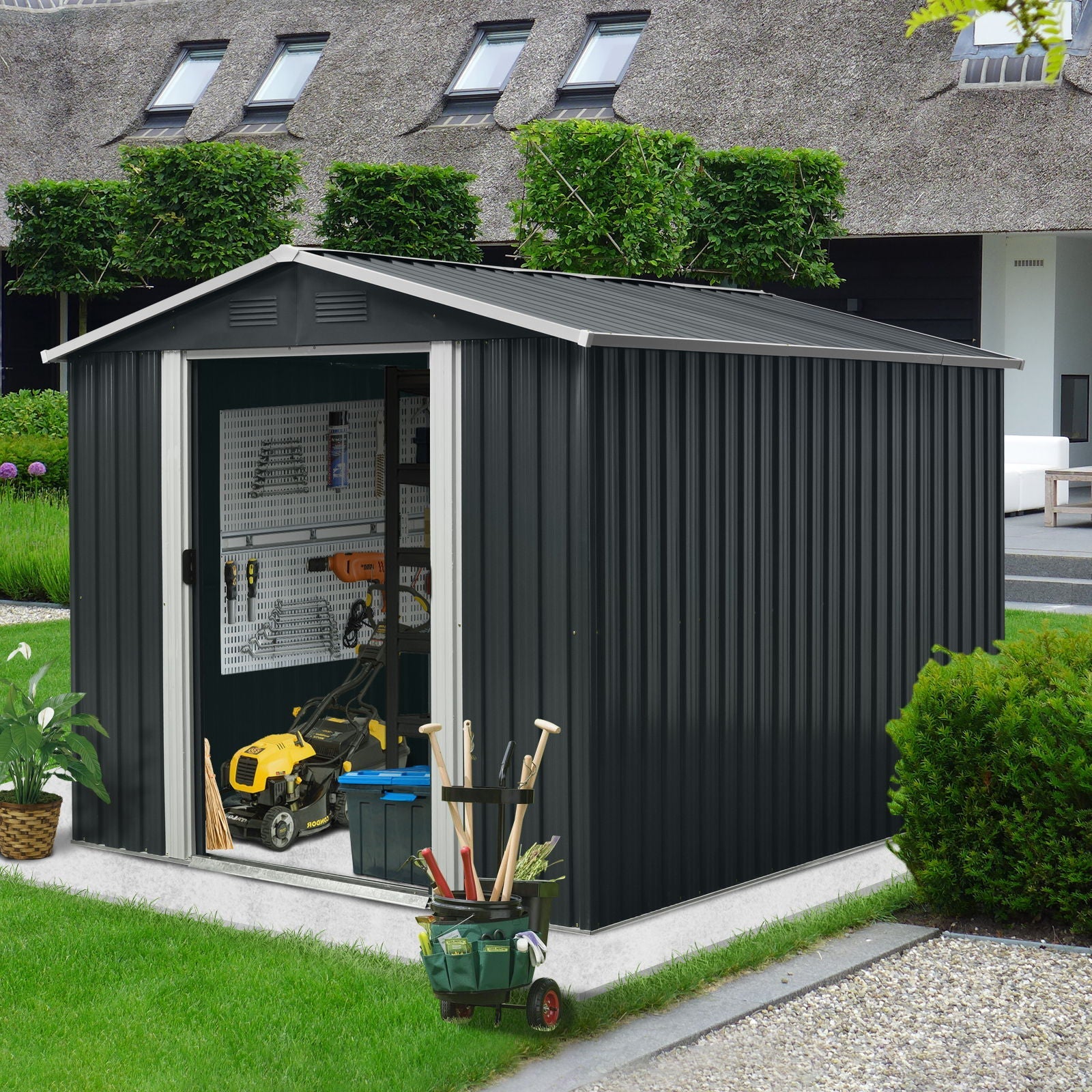 Outdoor Metal Storage Shed With Floor Base by HouseOfZazla