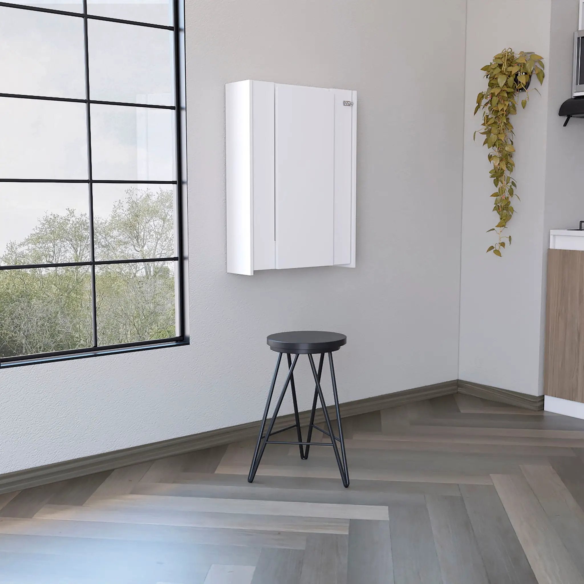 Wall Foldable Table With Multiple Shelves - White by HouseOfZazla