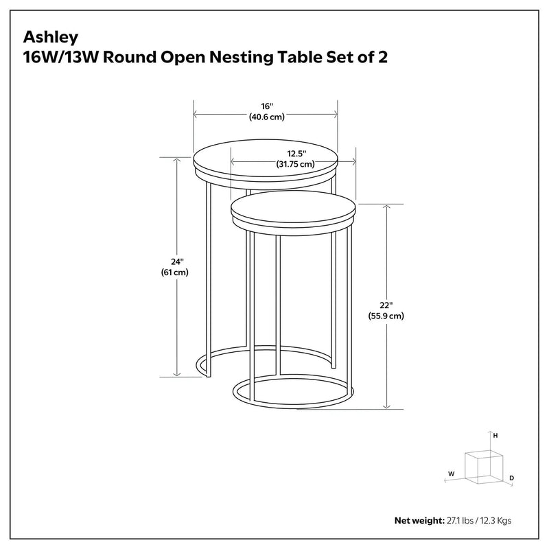 Ashley - 2 Piece Nesting Table - Gold by Unique Piece Furniture