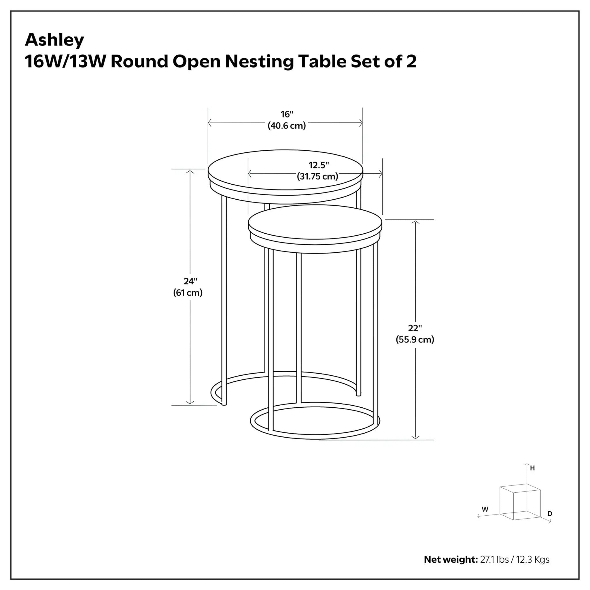Ashley - 2 Piece Nesting Table - Gold by HouseOfZazla