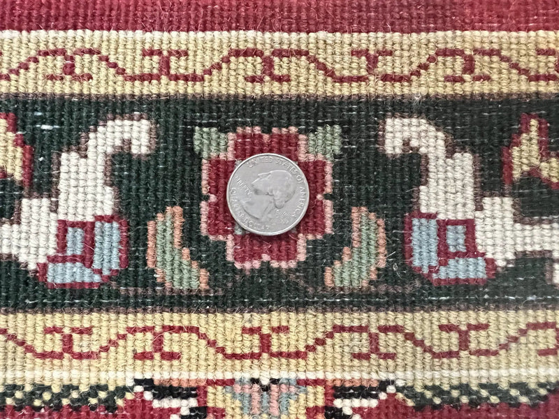 Indo Persian Runner Rug 2.6 x 10, Floral Hand Knotted Wool Hallway Rug, Red by Jewel Rugs