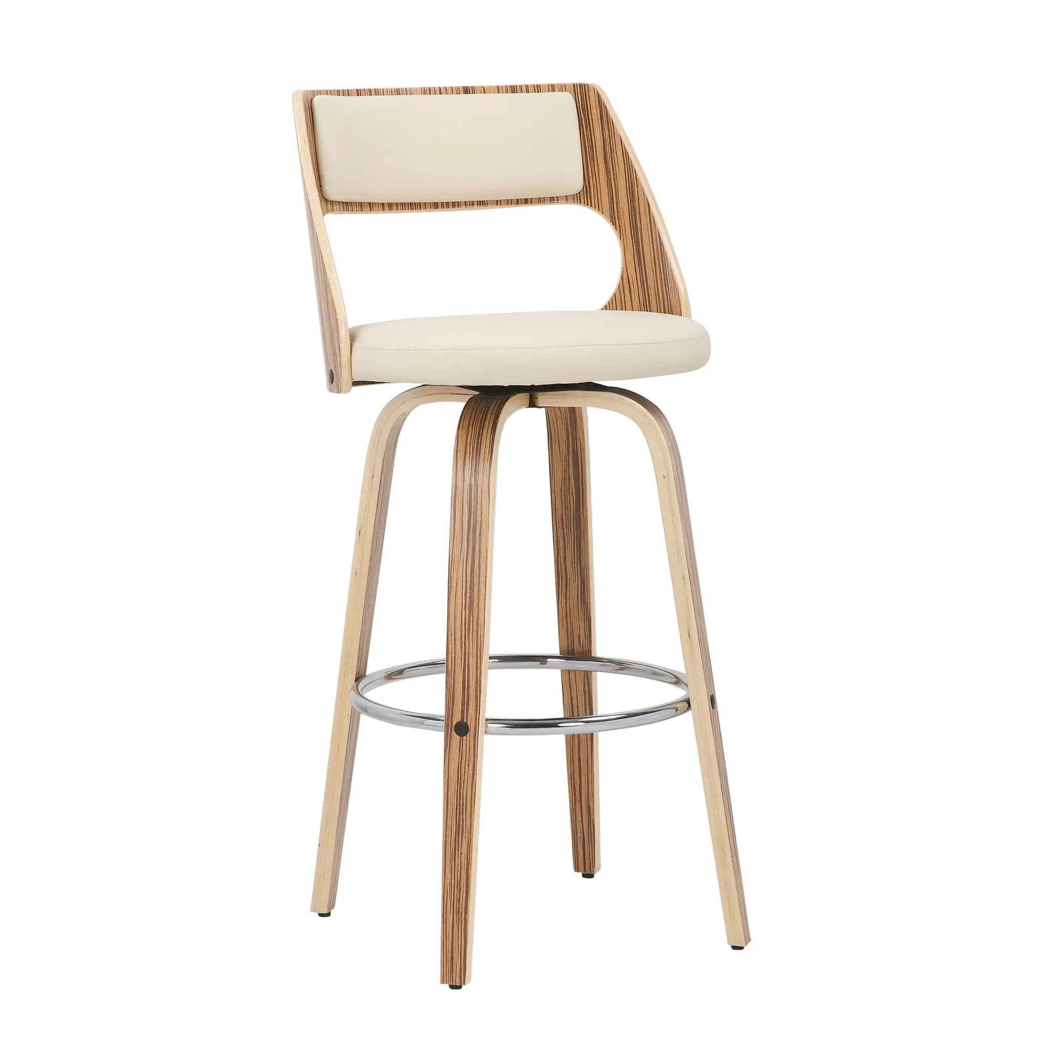 Cecina - Mid-Century Modern Fixed Height Barstool With Swivel (Set of 2) - Zebra / Cream by HouseOfZazla