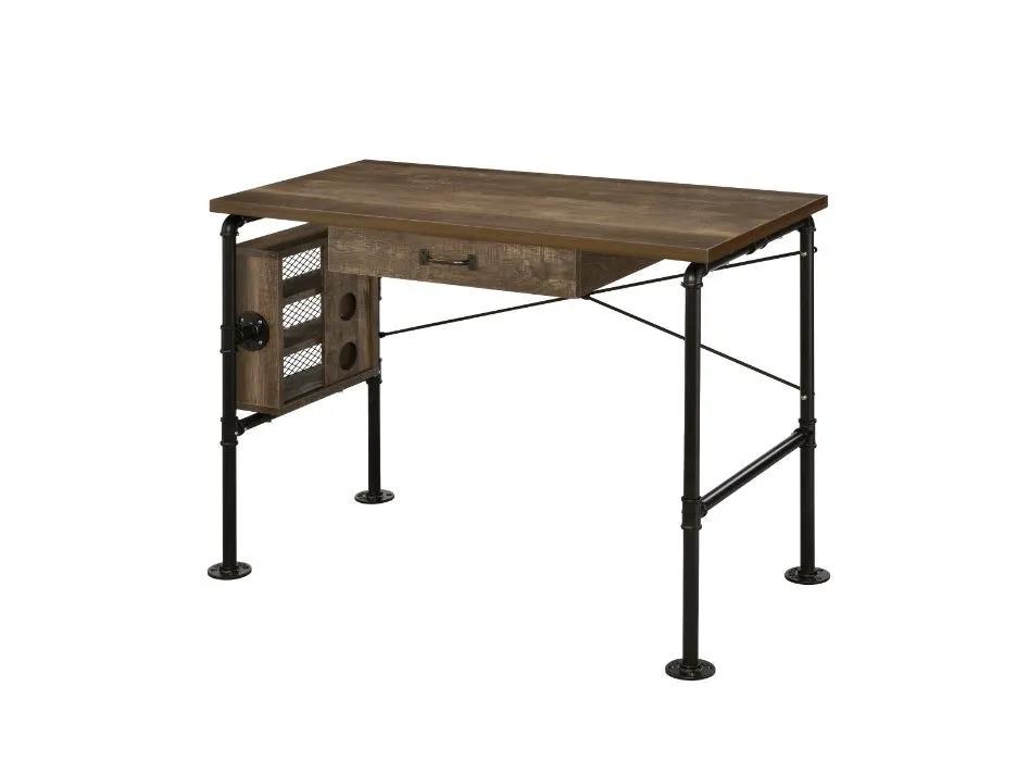 Endang - Writing Desk - Weathered Oak & Black by Unique Piece Furniture