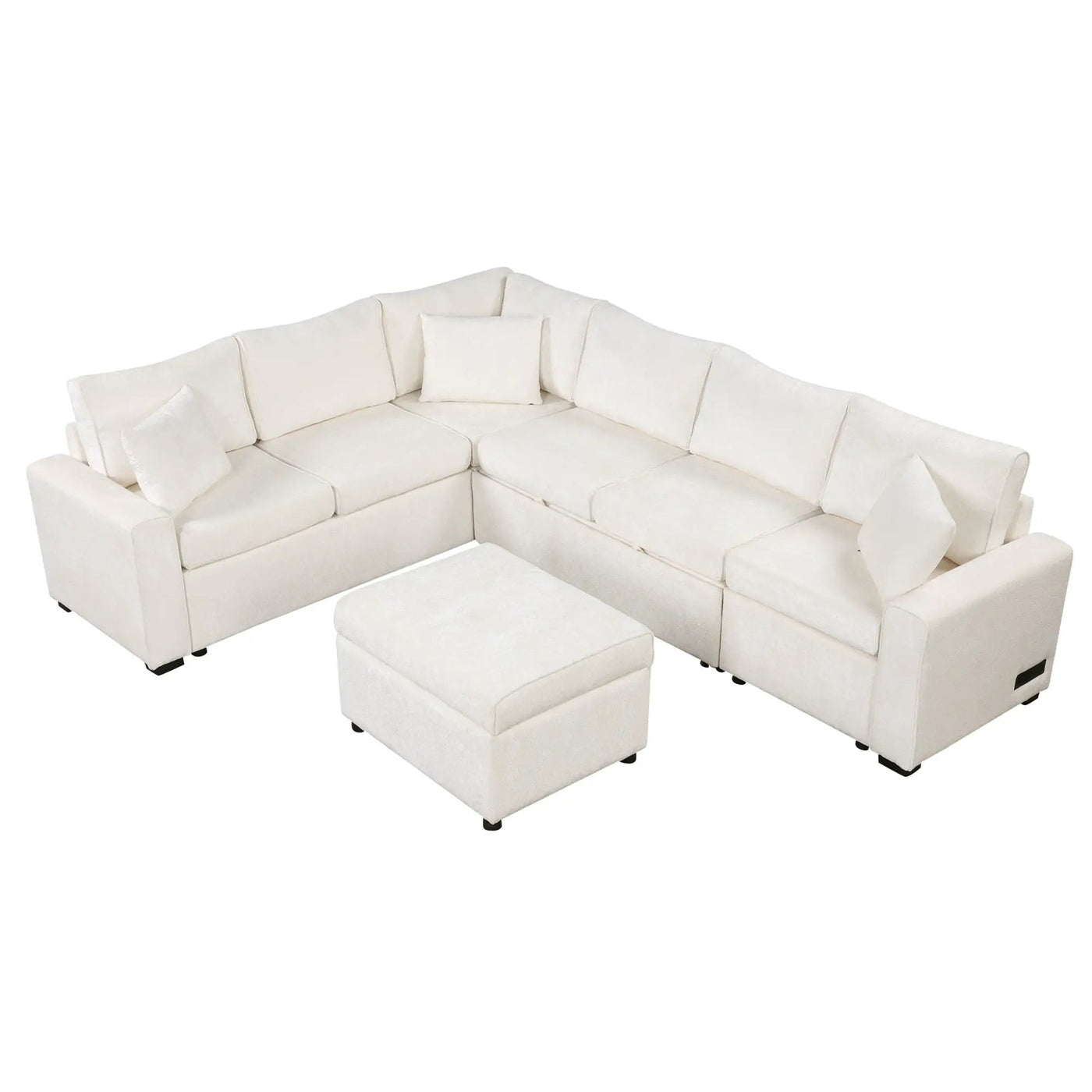 Sectional Sofa Pull-Out Sofa Bed Sleeper With A Storage Ottoman, Three Pillows And Charging Devices For Living Room by HouseOfZazla