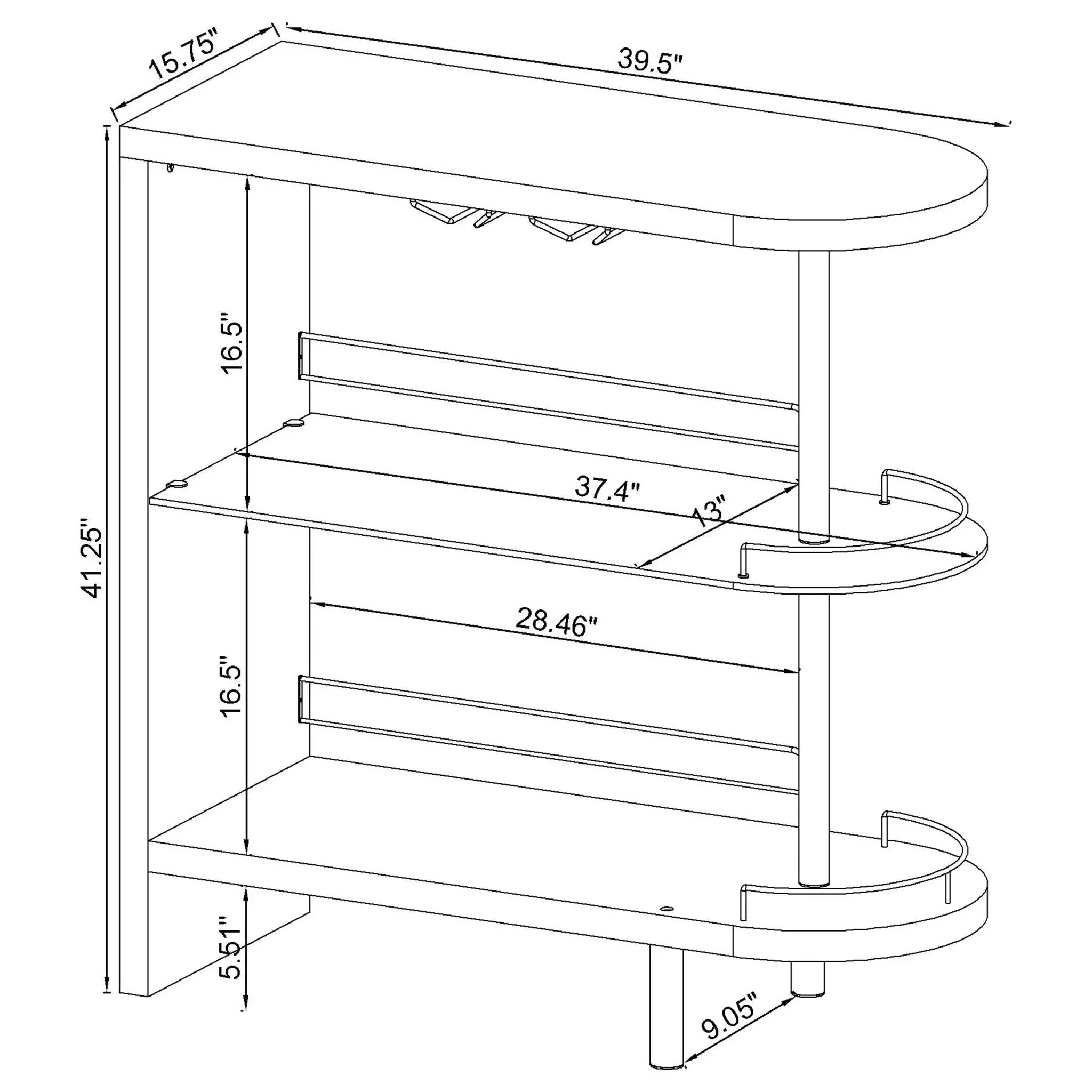 Karinna - 2 Tier Home Bar Table With Shelf - Silver by HouseOfZazla