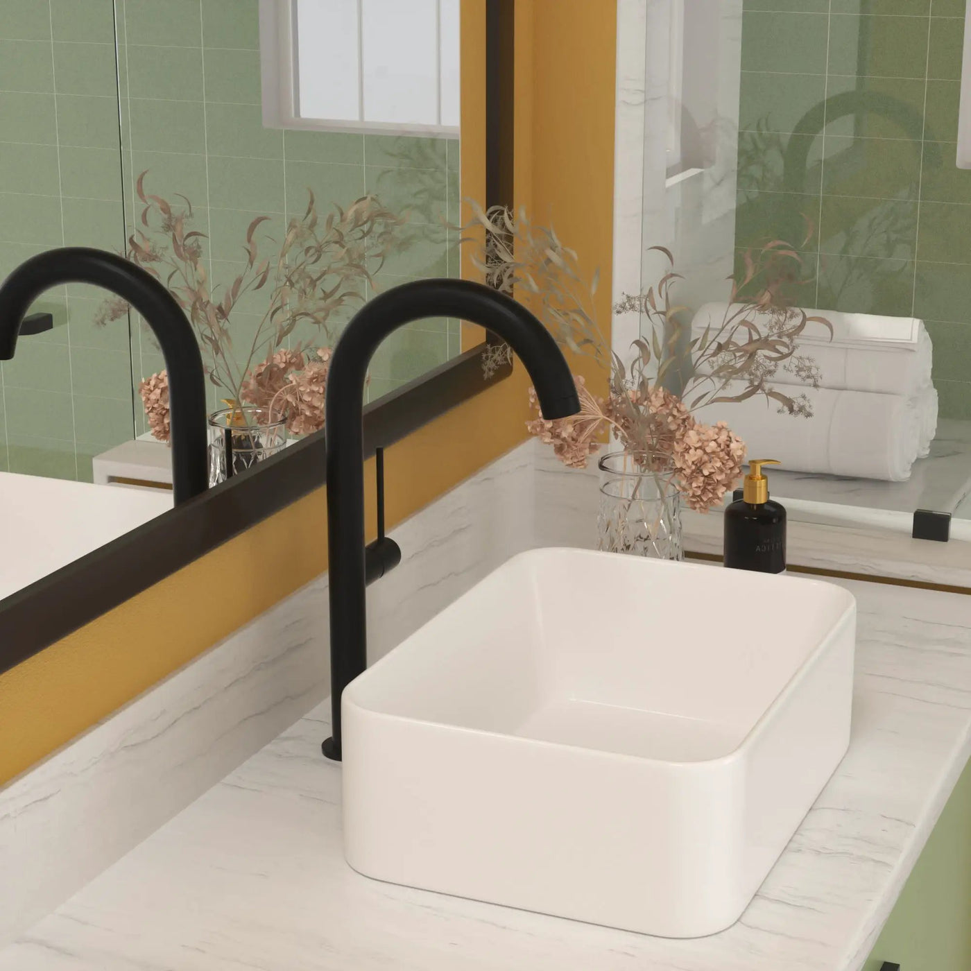 Sleek Ceramic Rectangular Vessel Bathroom Sink by HouseOfZazla