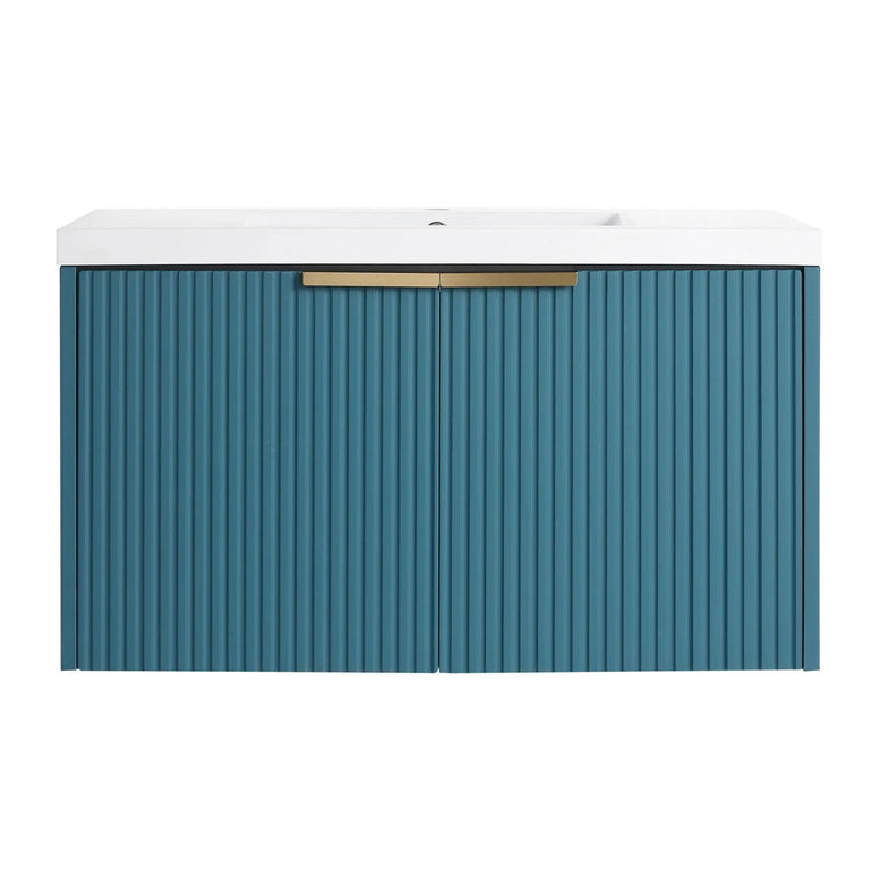 Contemporary Wall Mounted Bathroom Vanity With Resin Double Sink by Unique Piece Furniture