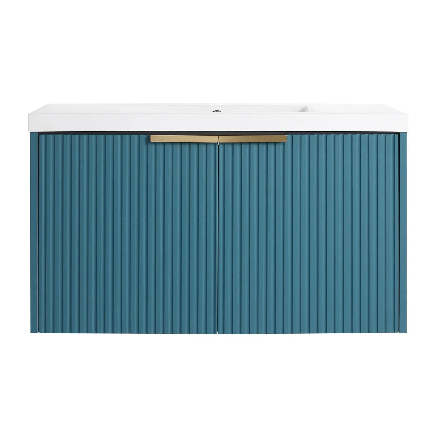 Contemporary Wall Mounted Bathroom Vanity With Resin Double Sink by HouseOfZazla