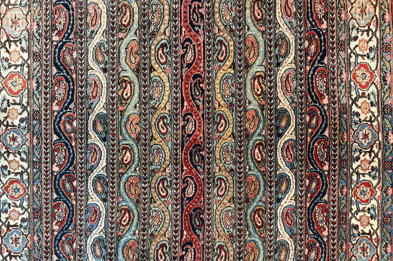 Persian Qum Rug 4x7, Striped Paisley Boteh Design by Jewel Rugs