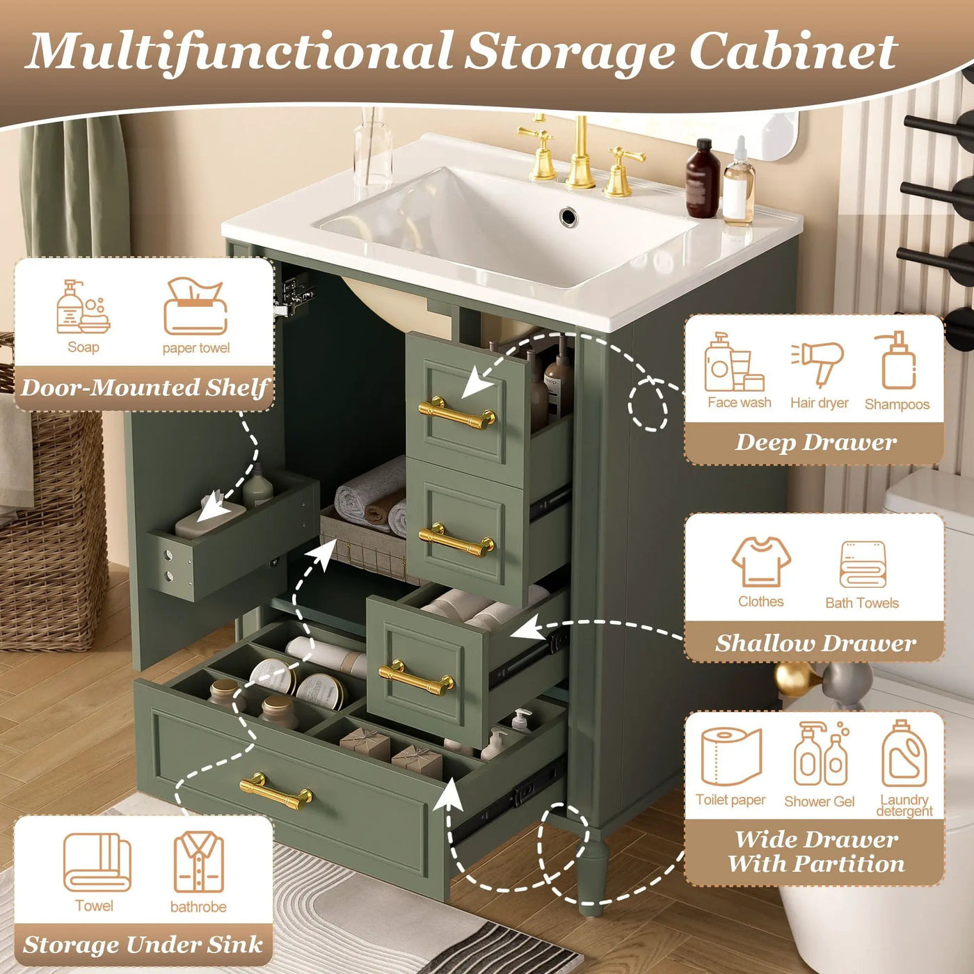 Traditional Bathroom Vanity Set With Soft Close Doors by Unique Piece Furniture