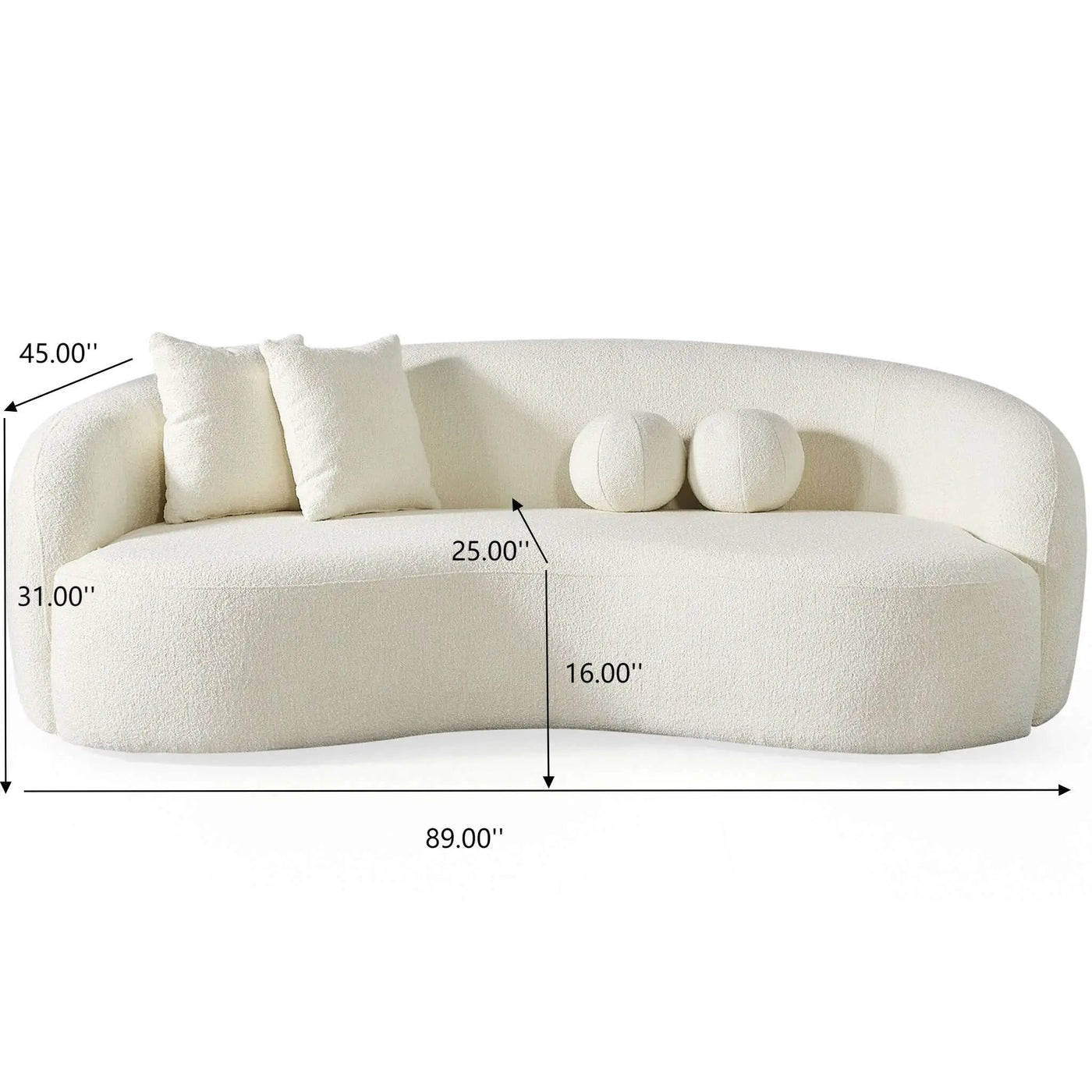 Drake - Japandi Style Curvy Boucle Sofa by HouseOfZazla