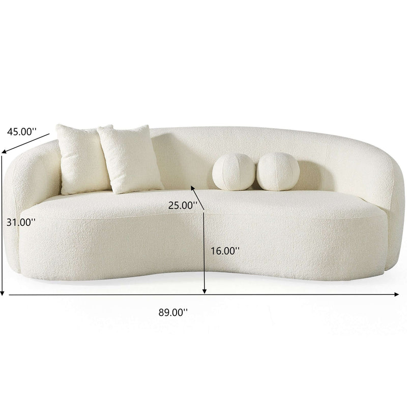 Drake - Japandi Style Curvy Boucle Sofa by HouseOfZazla