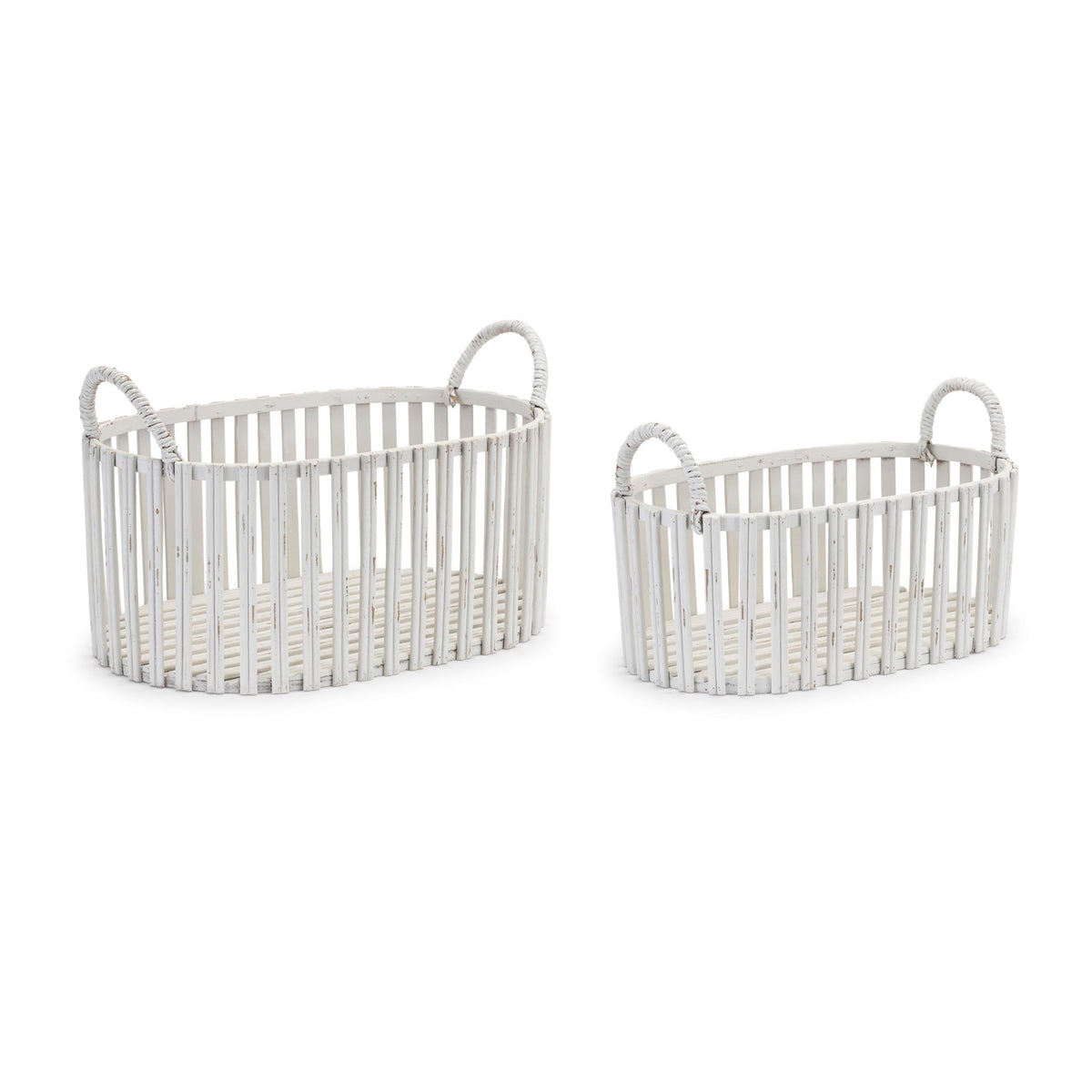 Oval Woven Rattan Tabletop Basket (Set of 2)