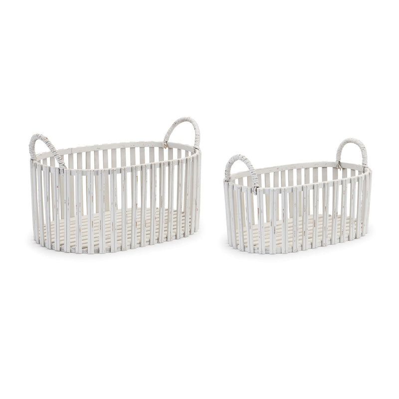 Oval Woven Rattan Tabletop Basket (Set of 2)