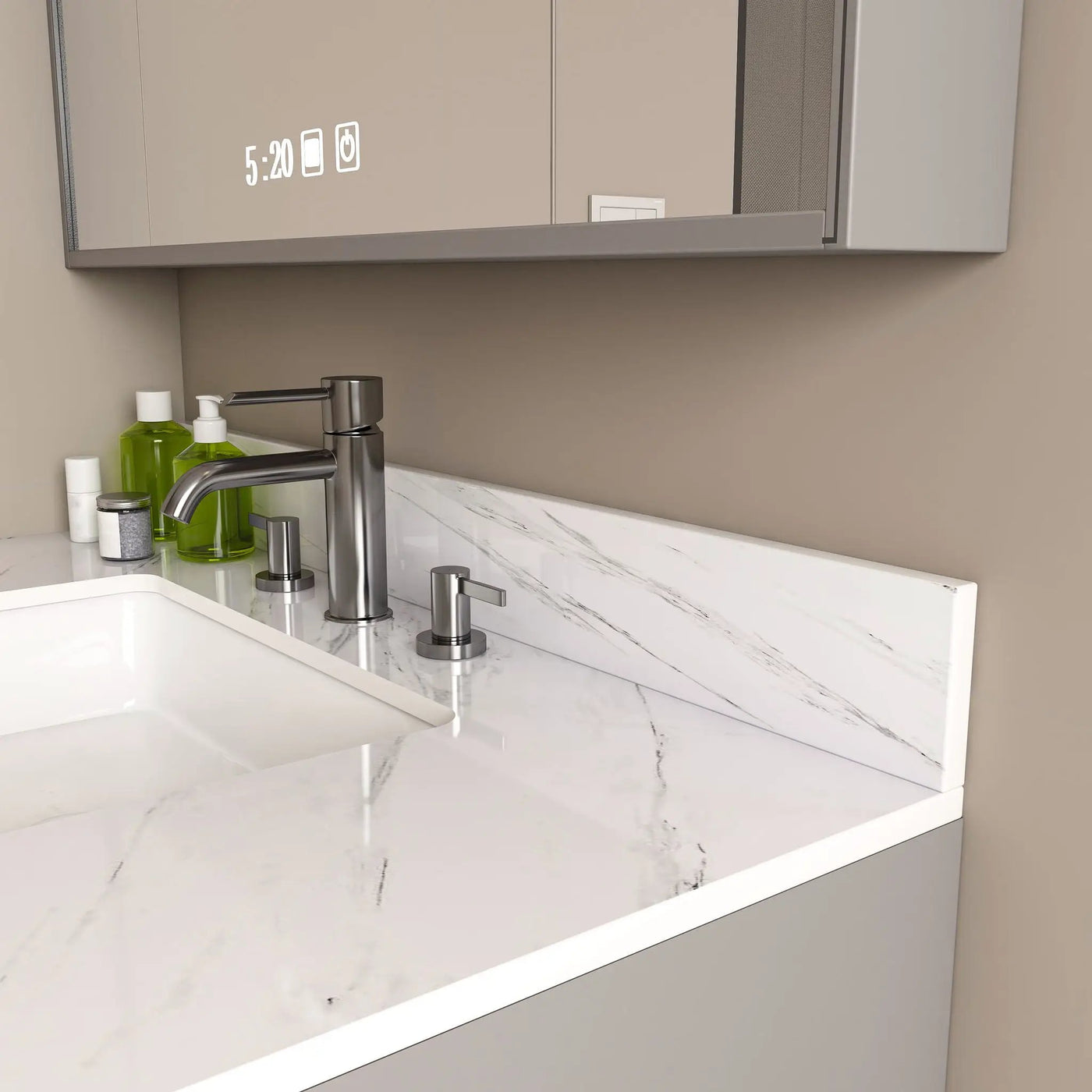 Bianco Carrara Venato Elegant Marble Vanity Top, Bathroom Vanity With Undermount Sink, Sintered Stone by HouseOfZazla