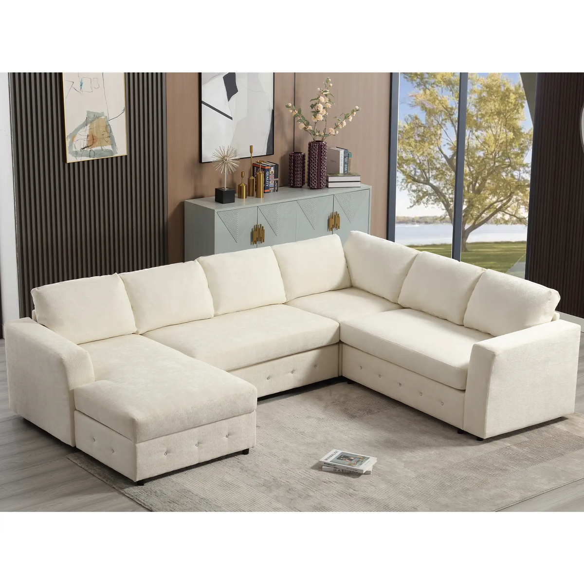 110.75" Sectional Sofa with Chaise Storage by HouseOfZazla