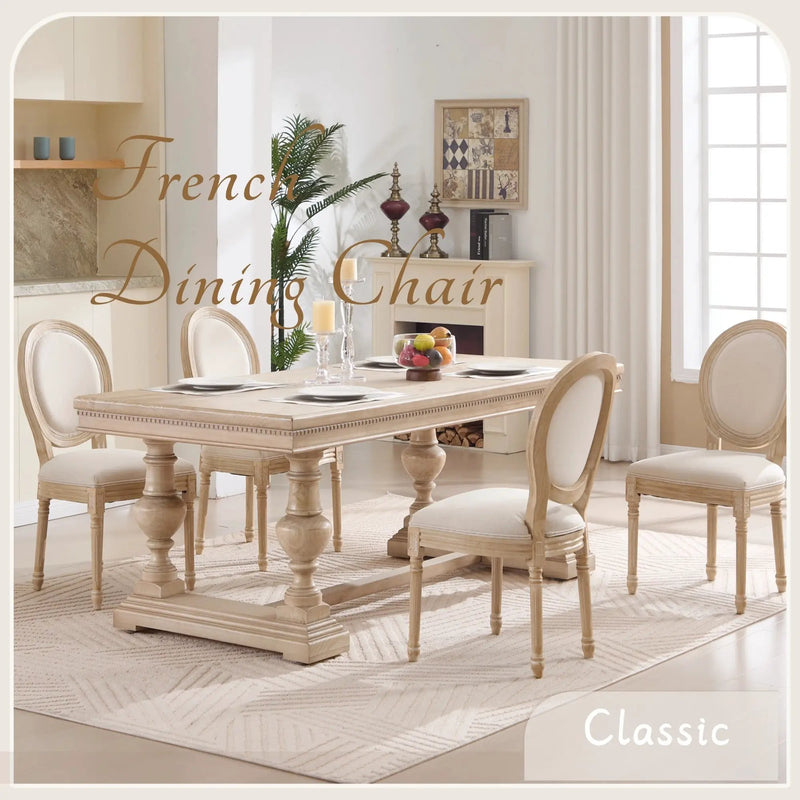 French Country Dining Chairs Set of 2 with Upholstered Round Back by HouseOfZazla