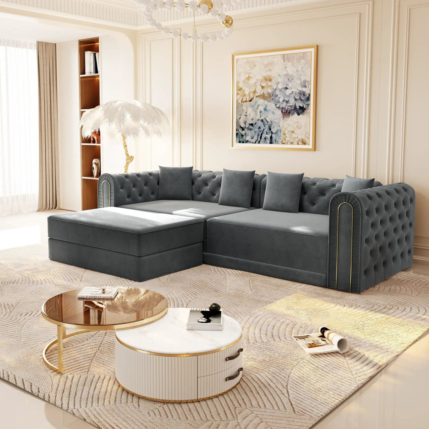 3-In-1 Convertible Sleeper Sofa With Movable Ottoman For Living Room by HouseOfZazla