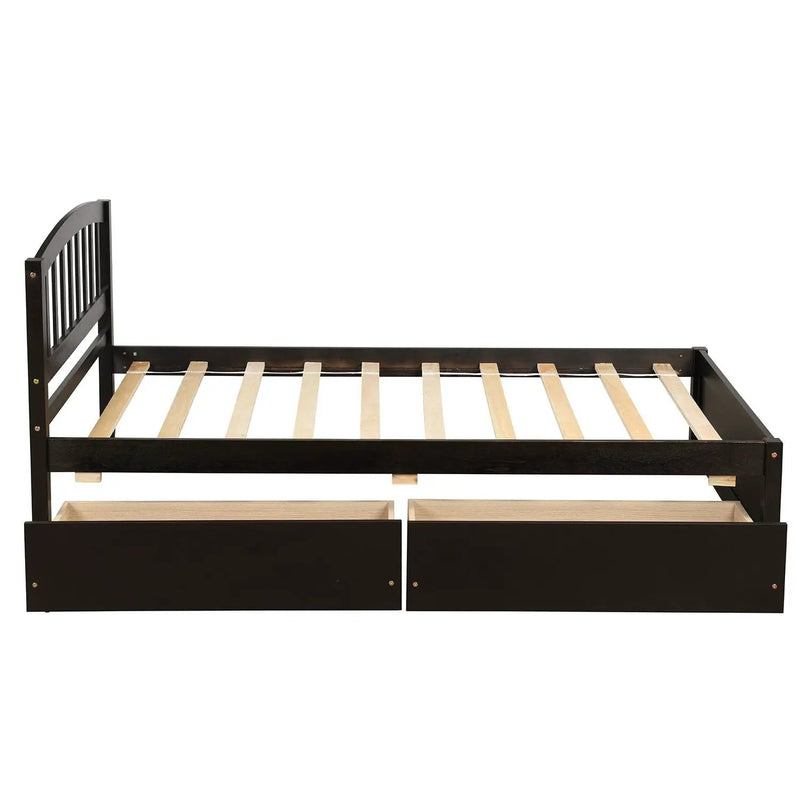 Platform Storage Bed Wood Bed Frame With Two Drawers And Headboard by HouseOfZazla