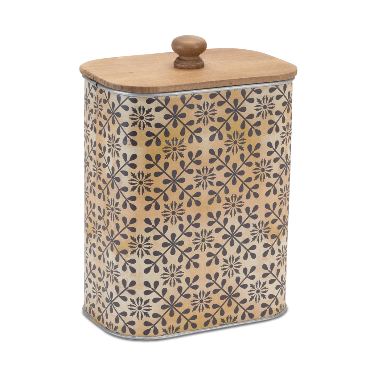 Geometric canister with natural wood lid (set of 2), photo 4 of 5